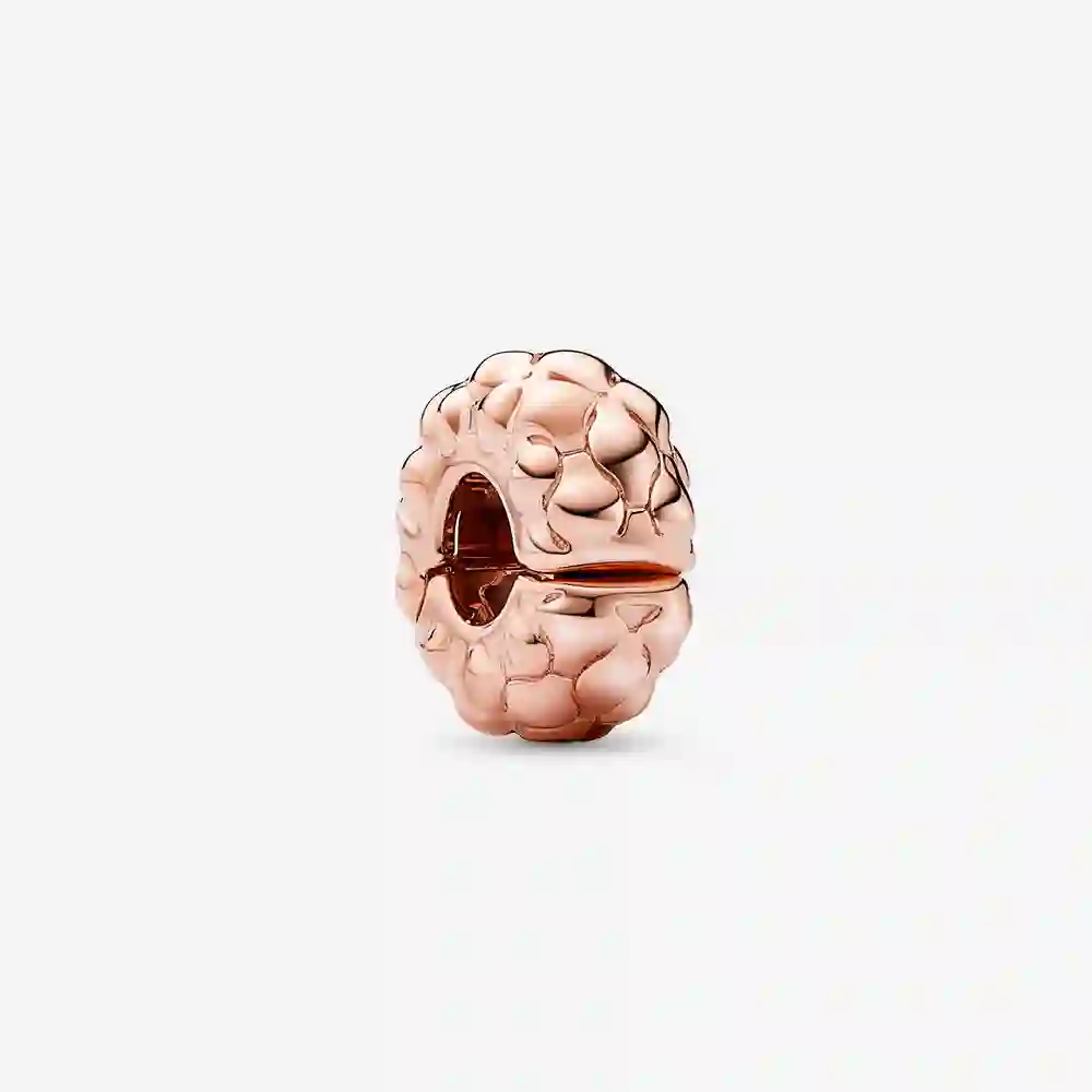Studded pattern 14k rose gold-plated clip with silicone grip
