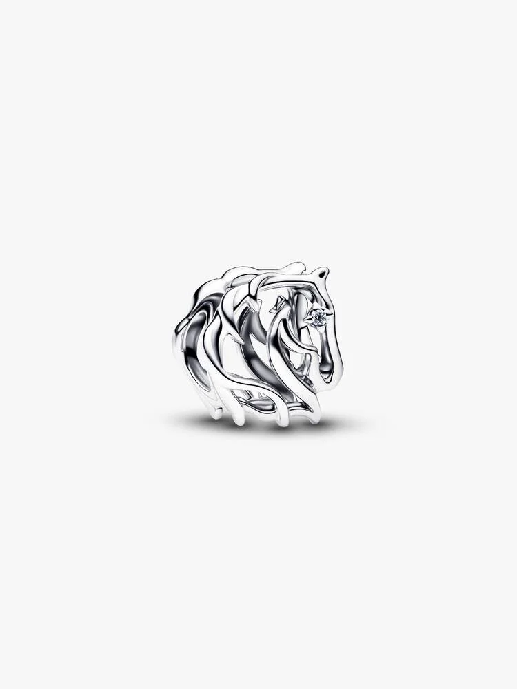 Horse sterling silver charm with clear cubic zirco