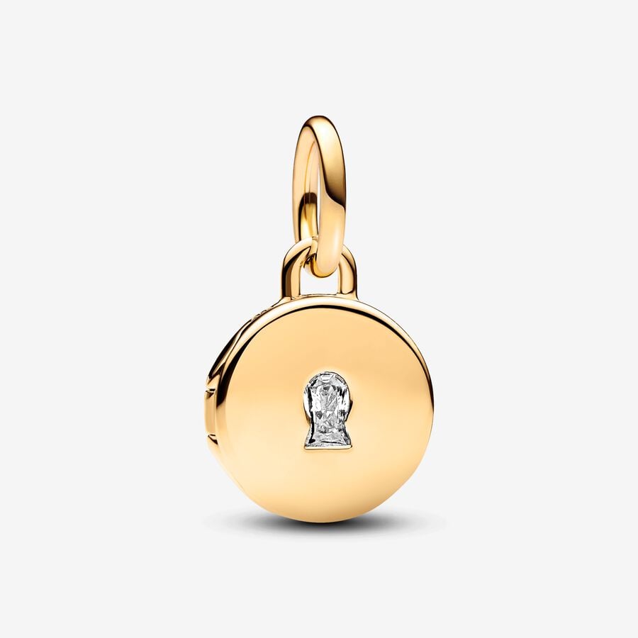 Key hole engravable locket 14k gold-plated dangle 