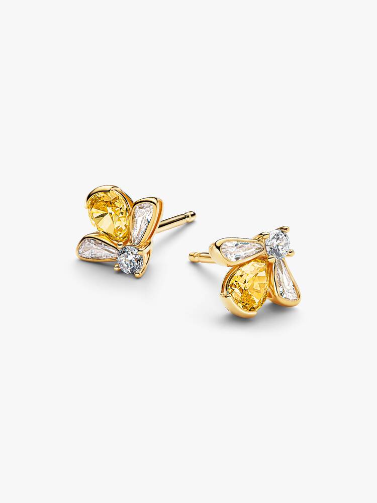 Bee 14k gold-plated stud earrings with vibrant yel