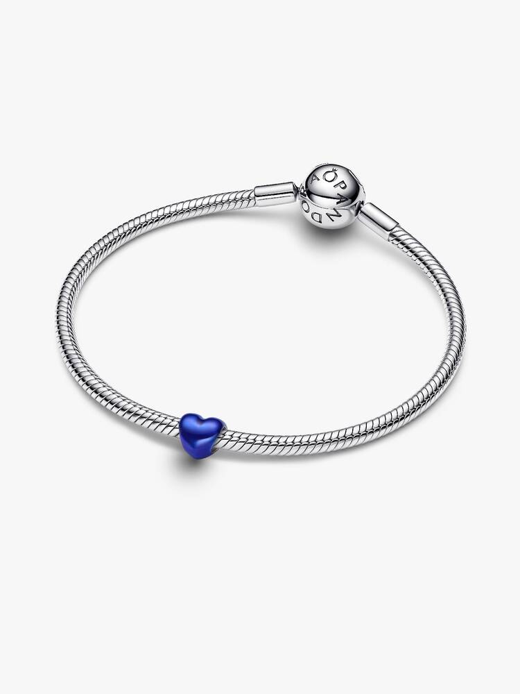 Heart sterling silver mini charm with blue enamel
