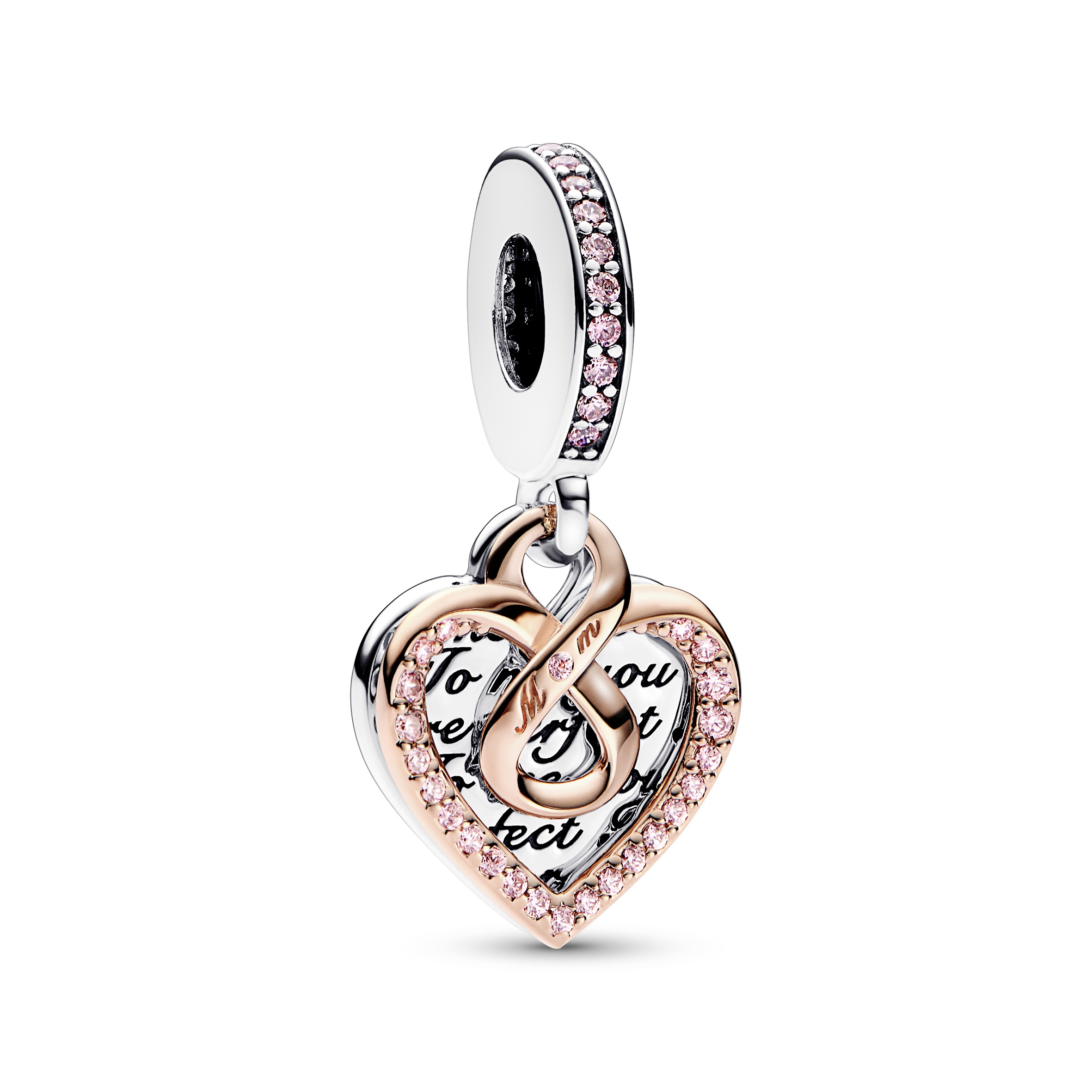 Heart sterling silver and 14k rose gold-plated dou
