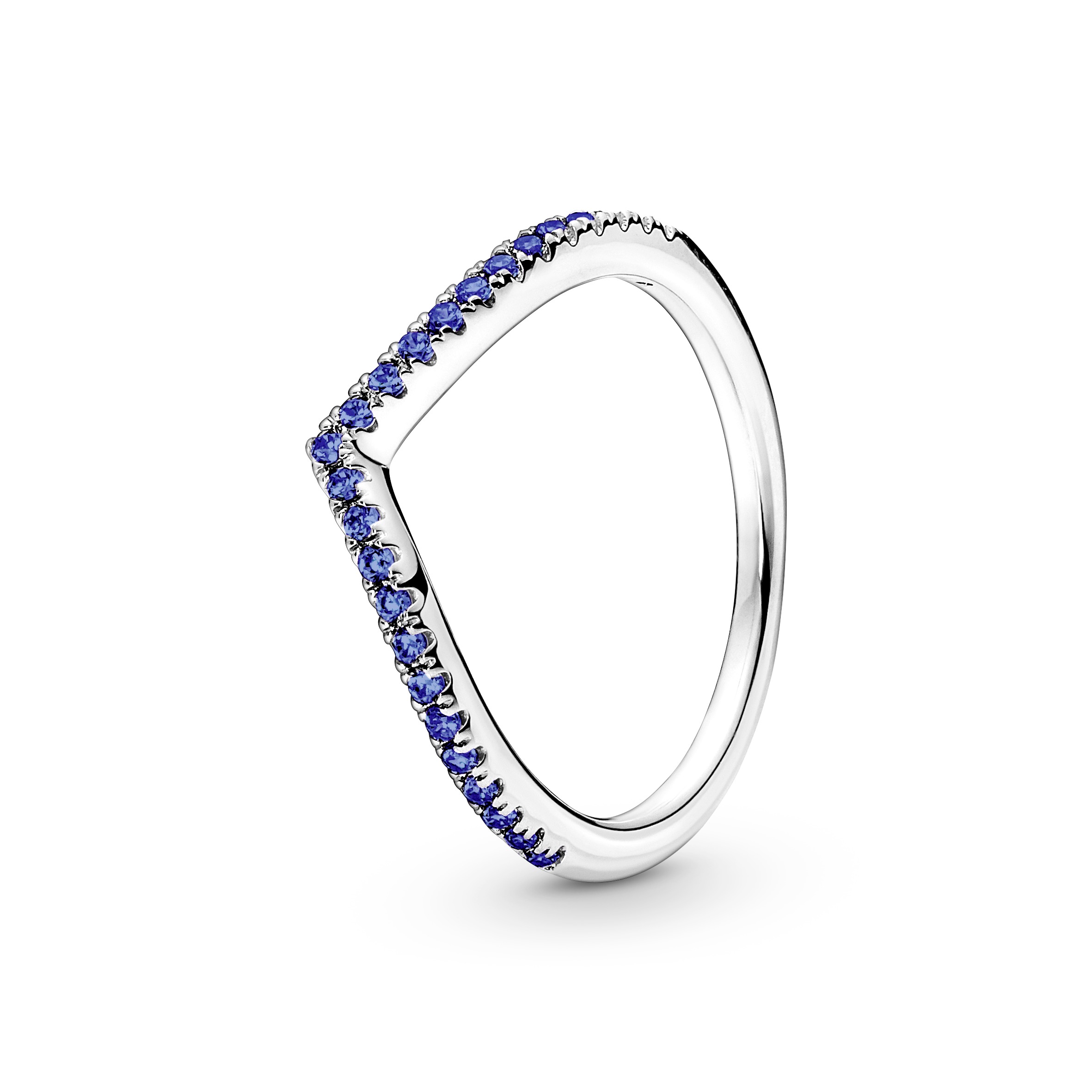 Wishbone sterling silver ring with stellar blue cr