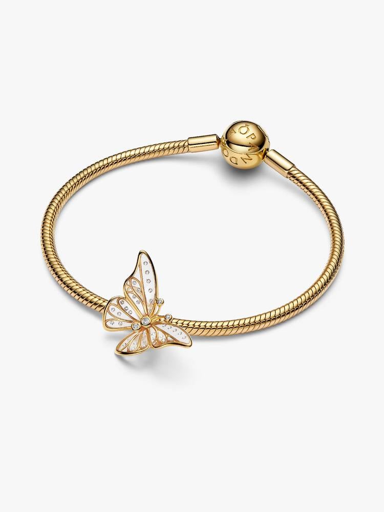 Butterfly 14k gold-plated charm with clear cubic z