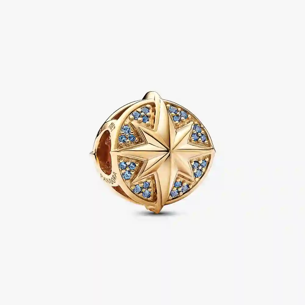 Marvel Captain Marvel star 14k gold-plated charm with moonlight blue, royal blue and salsa red cryst