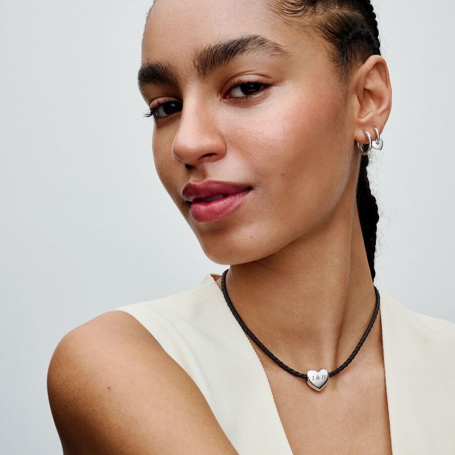 Engravable large heart sterling silver charm