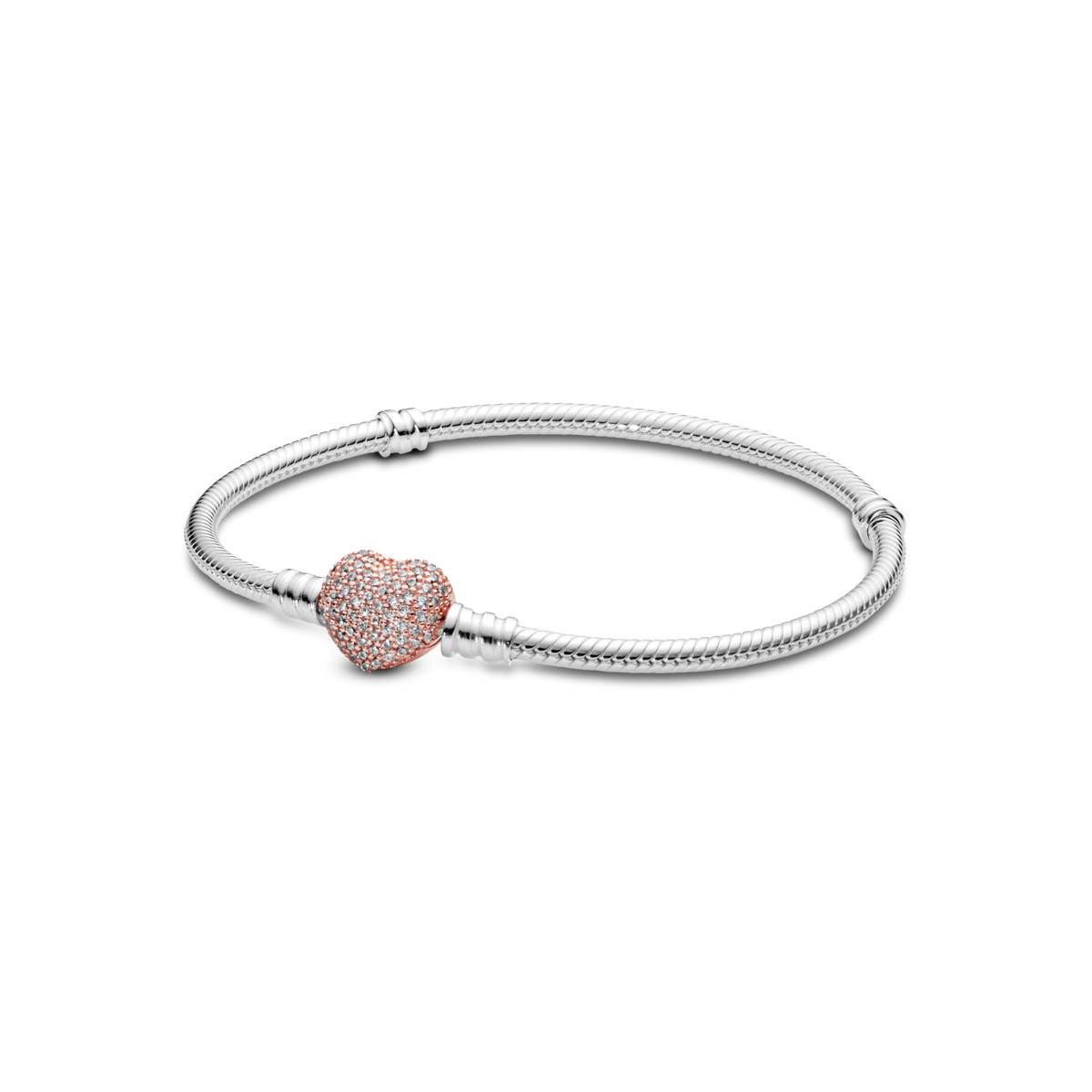 Snake chain silver bracelet with 14k rose gold-pla