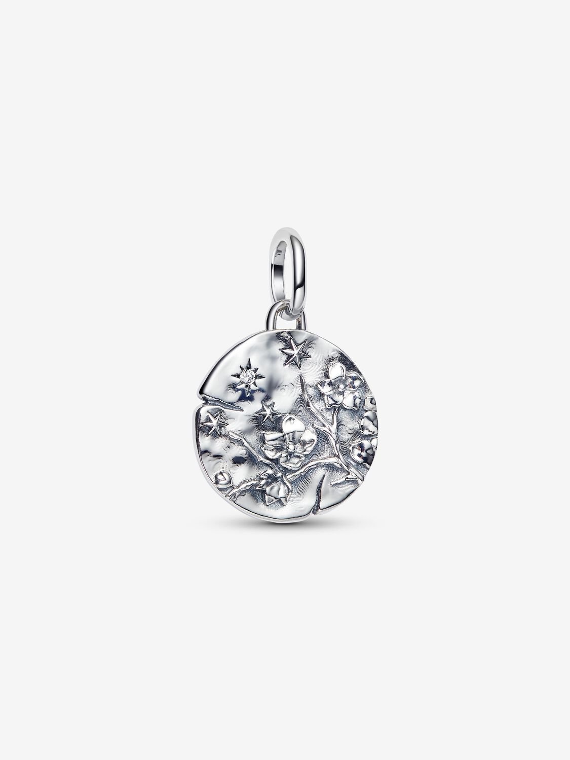 Cherry blossom sterling silver medallion with clea