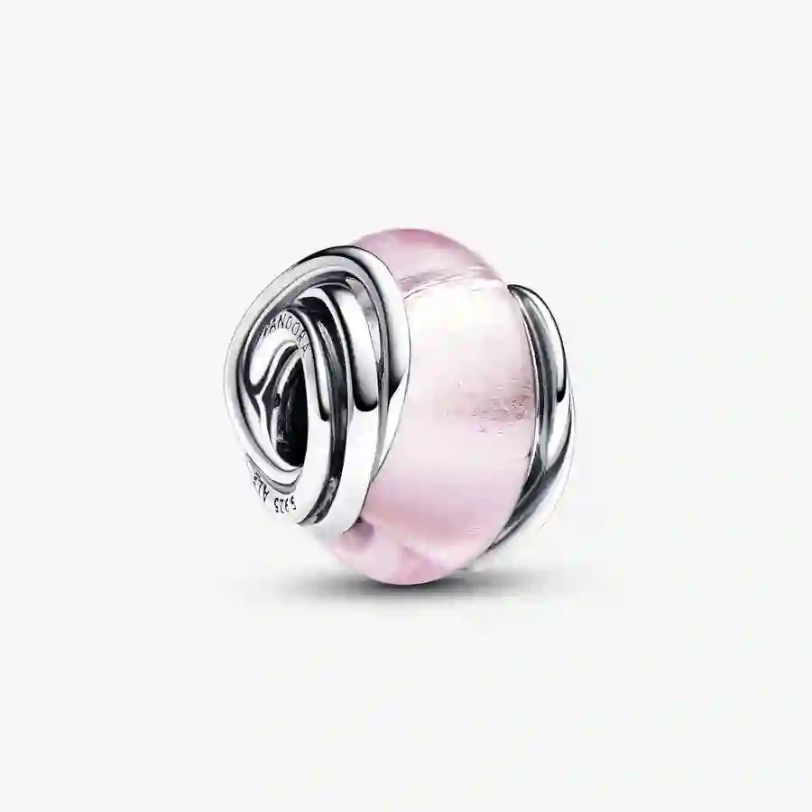 Encircled sterling silver charm with pink Murano g