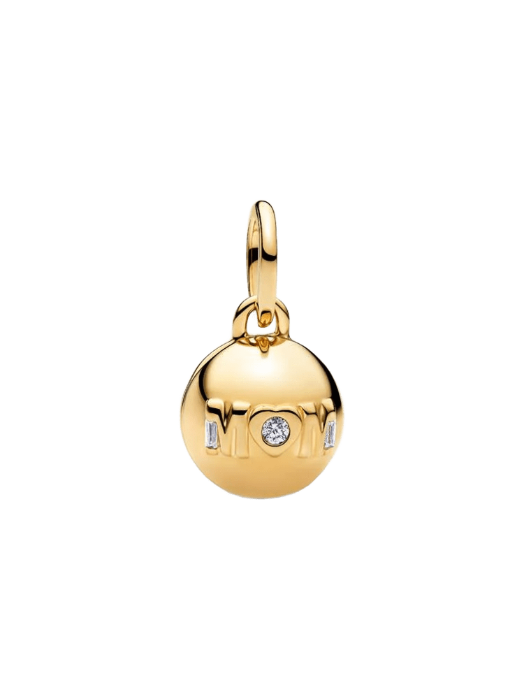 Openable mom ball 14k gold-plated dangle with clea