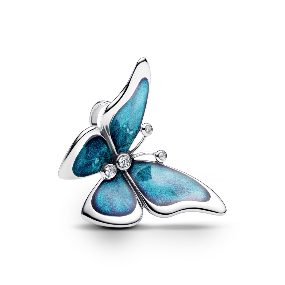 Butterfly sterling silver charm with clear cubic z