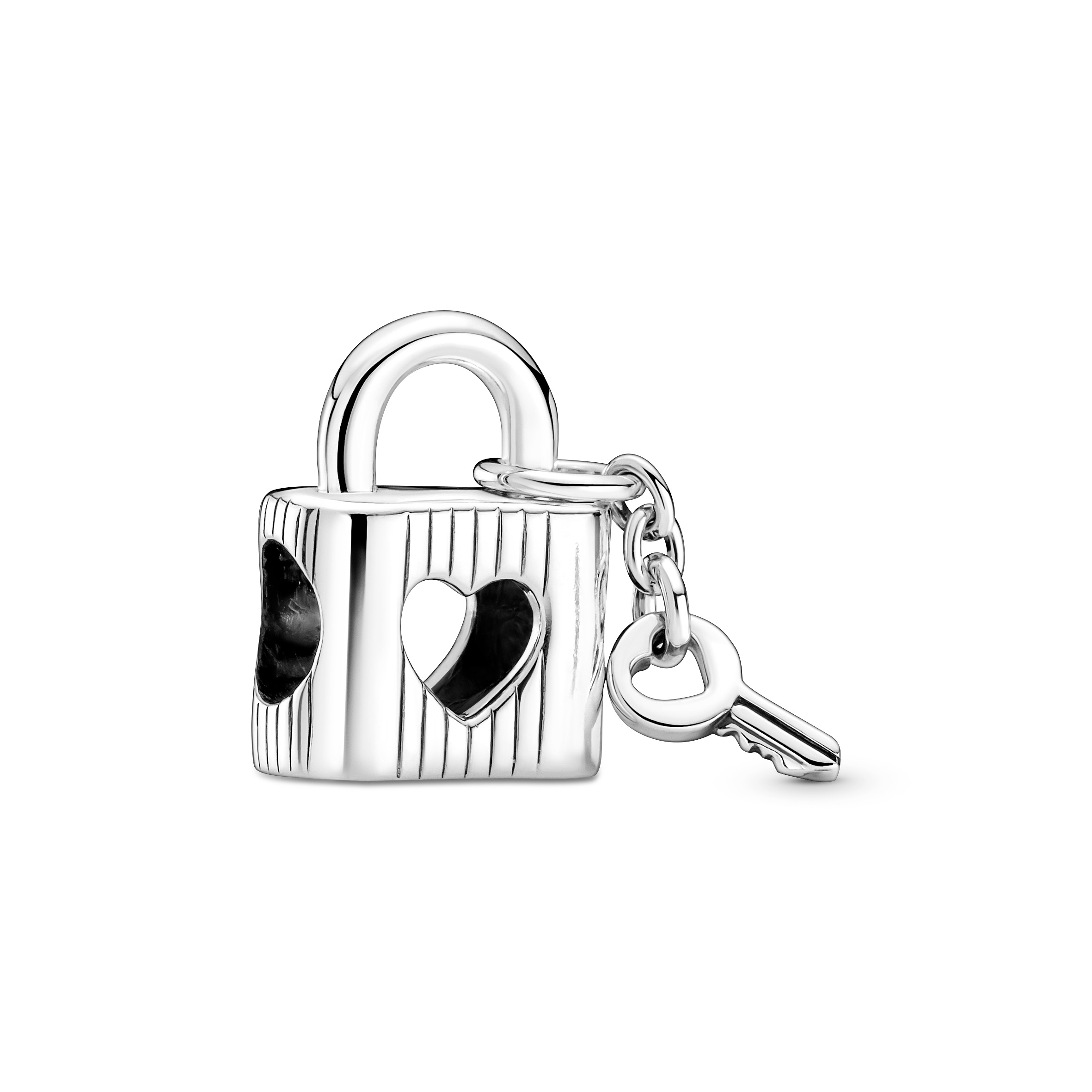 Love padlock and key sterling silver charm with bl