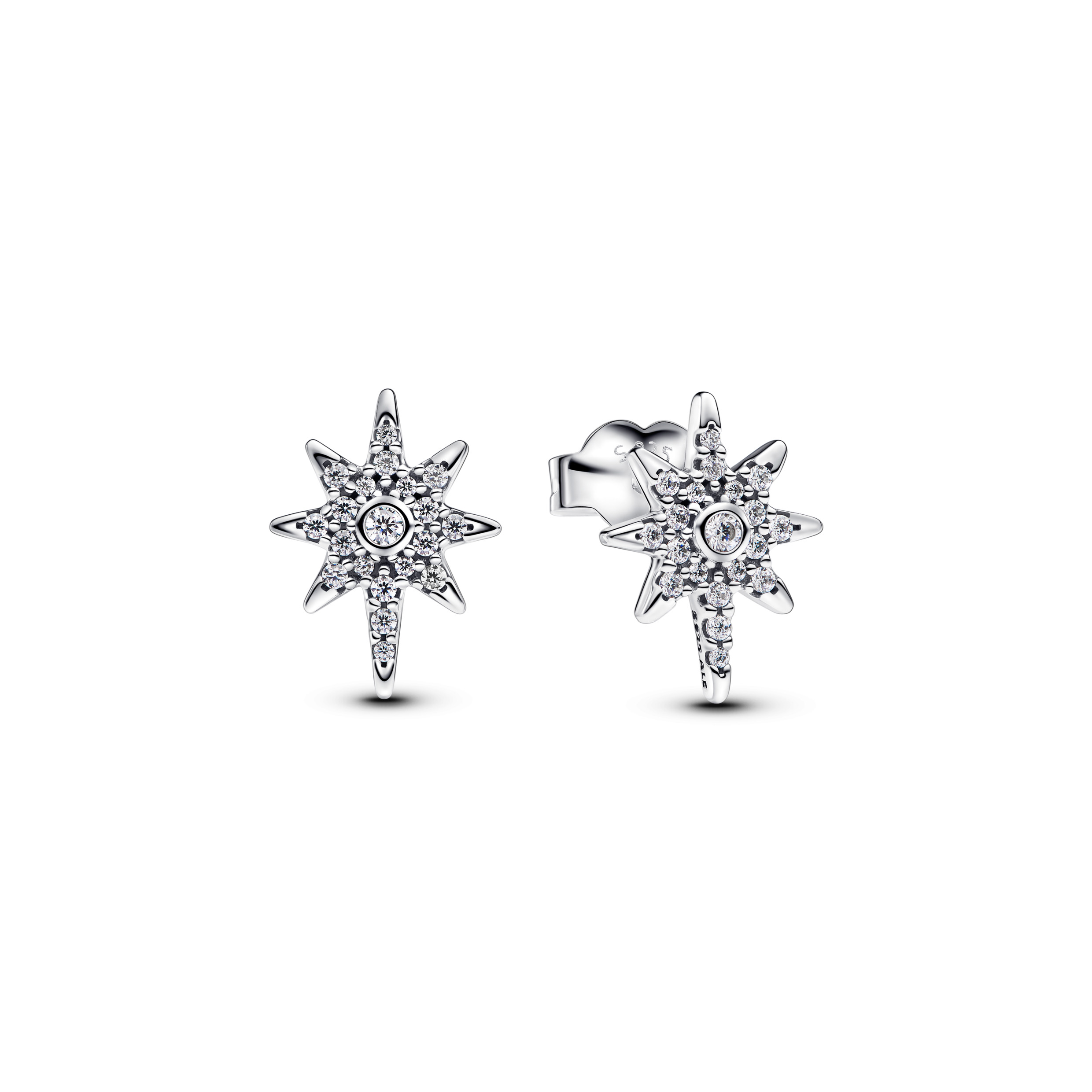 North star sterling silver stud earrings with clea