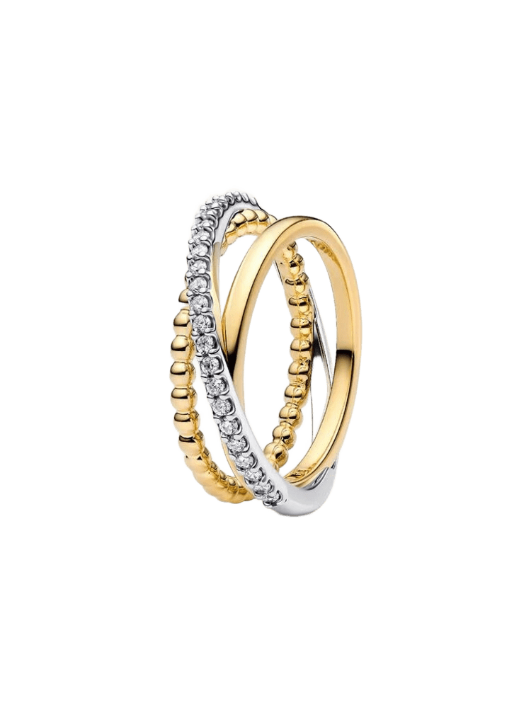 Sterling silver and 14k gold-plated ring with clear cubic zirconia