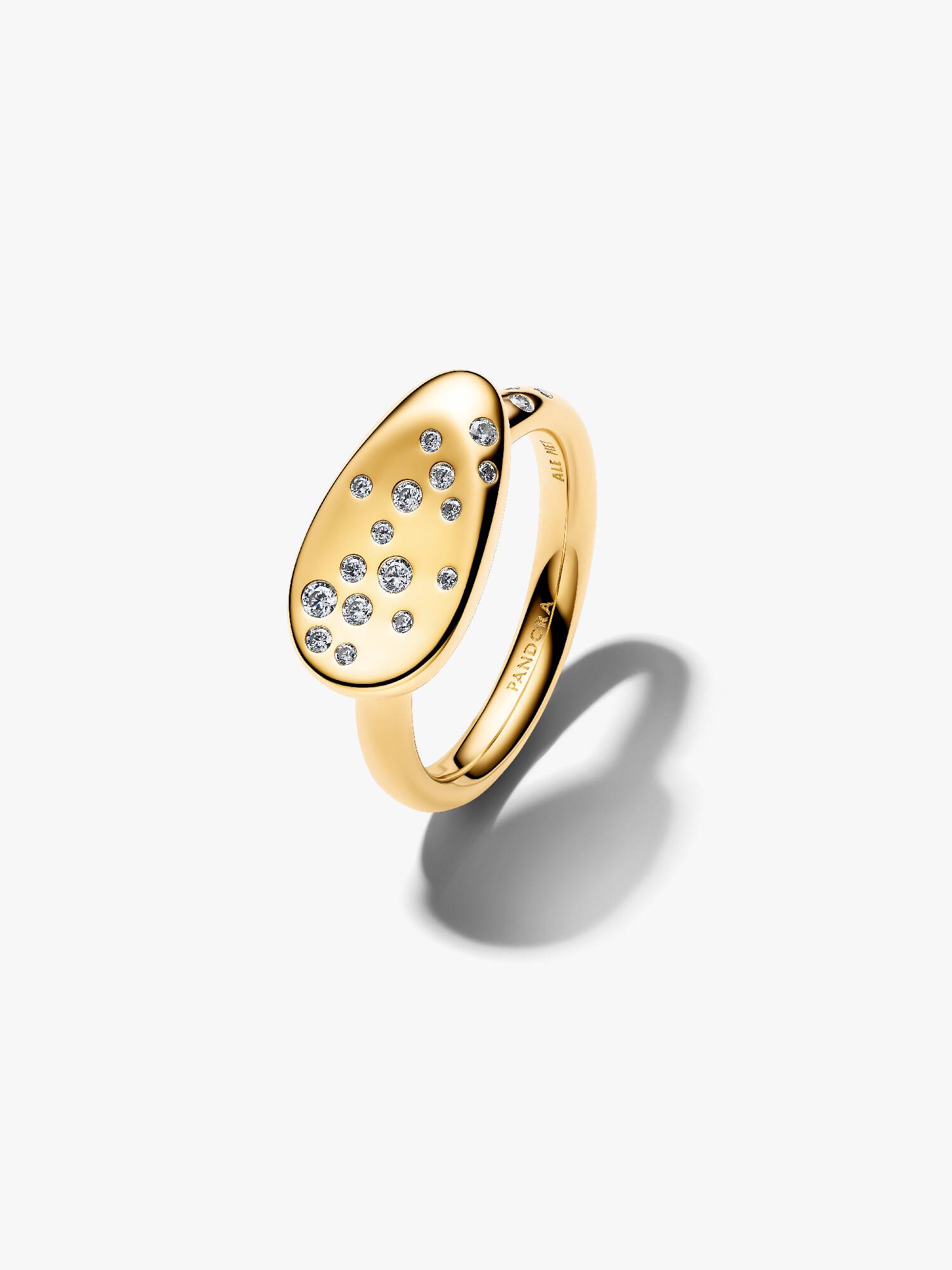 14k gold-plated ring with clear cubic zirconia