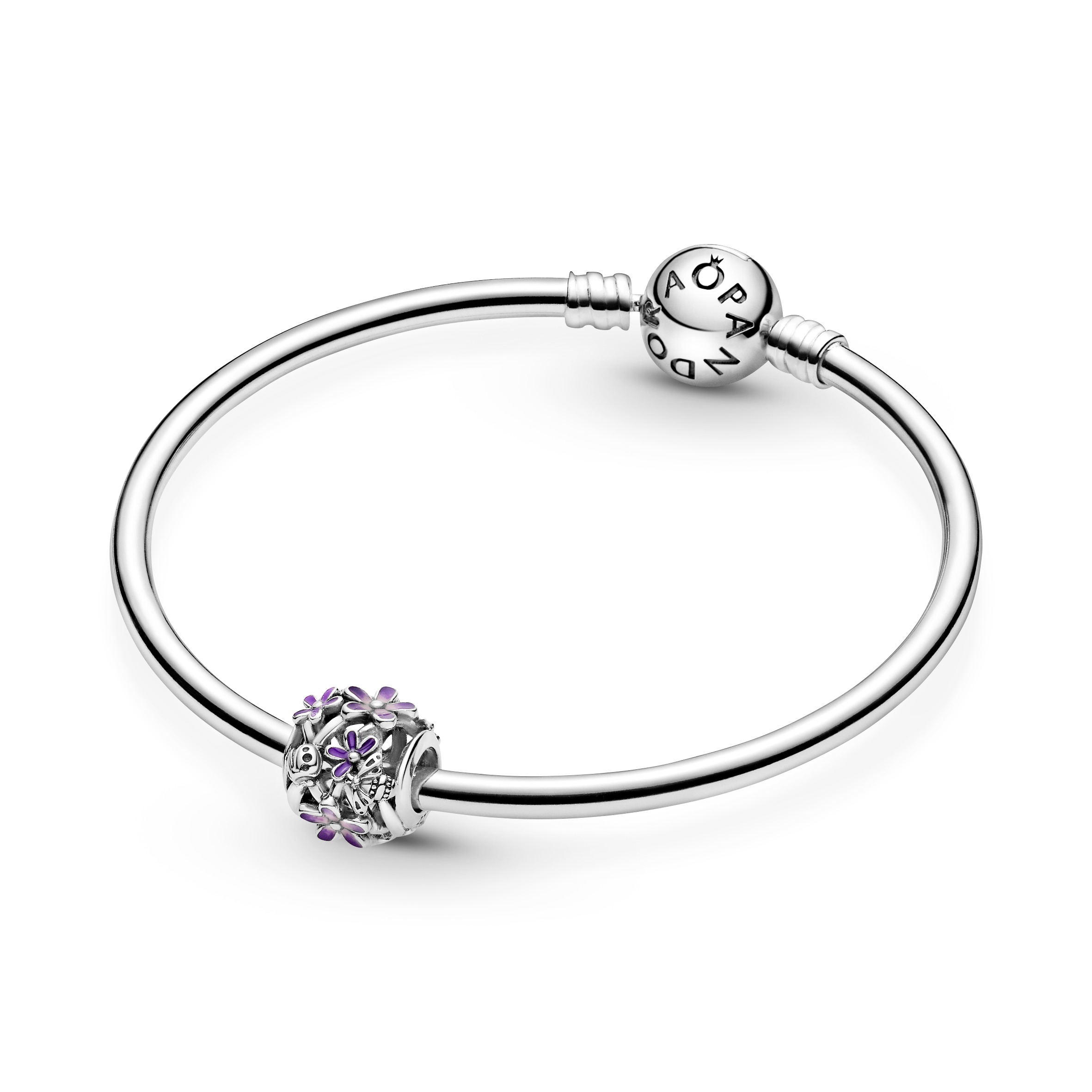 Daisy sterling silver charm with purple and shaded