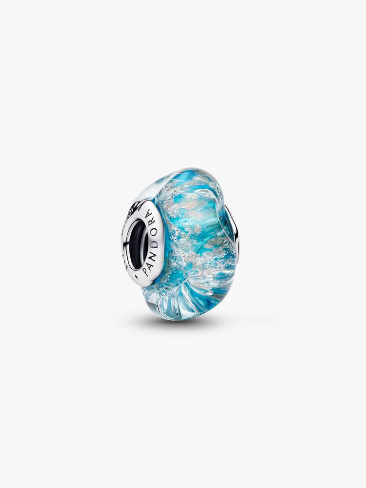 Sterling silver charm with turquoise Murano glass 