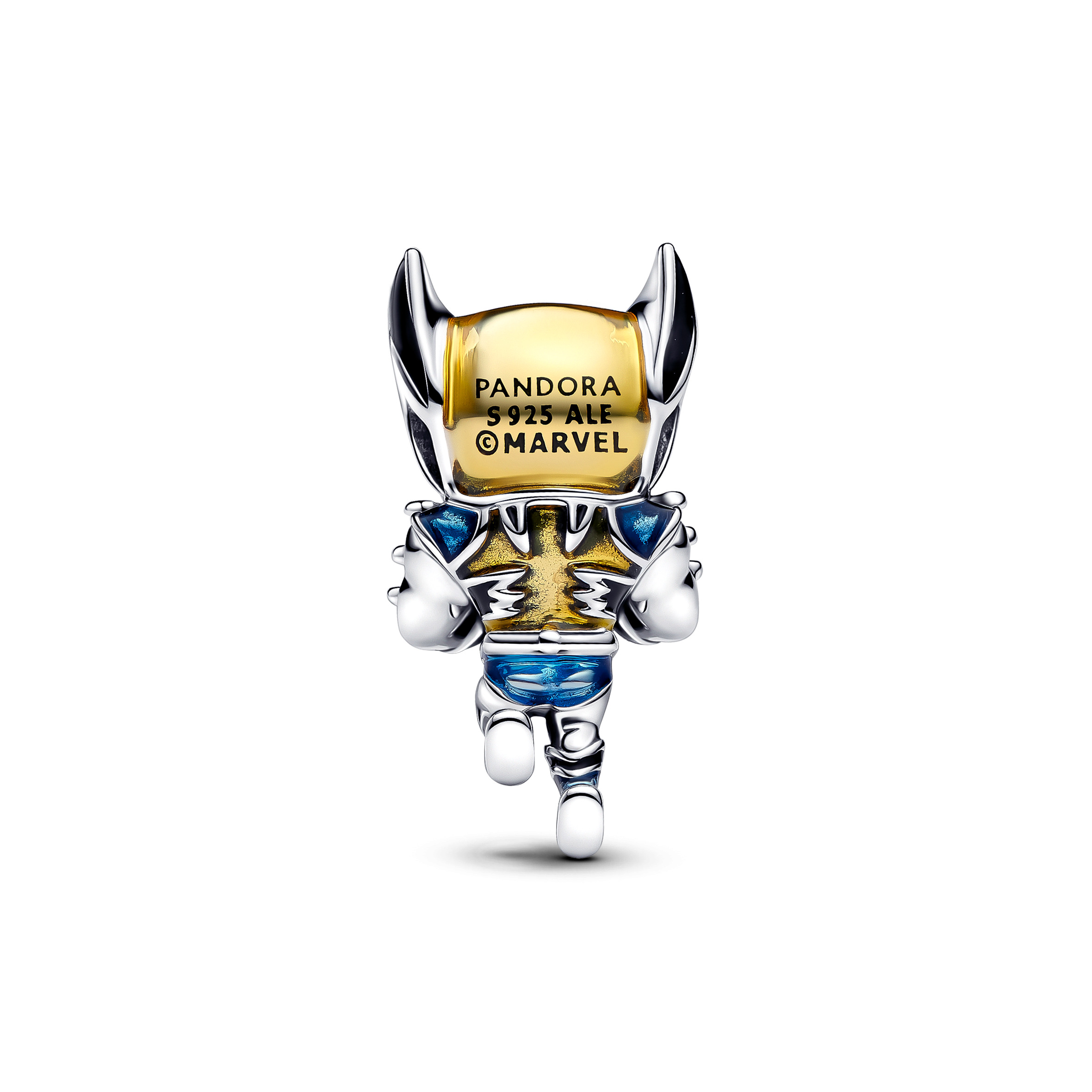 Marvel Wolverine sterling silver charm with black, yellow and blue enamel