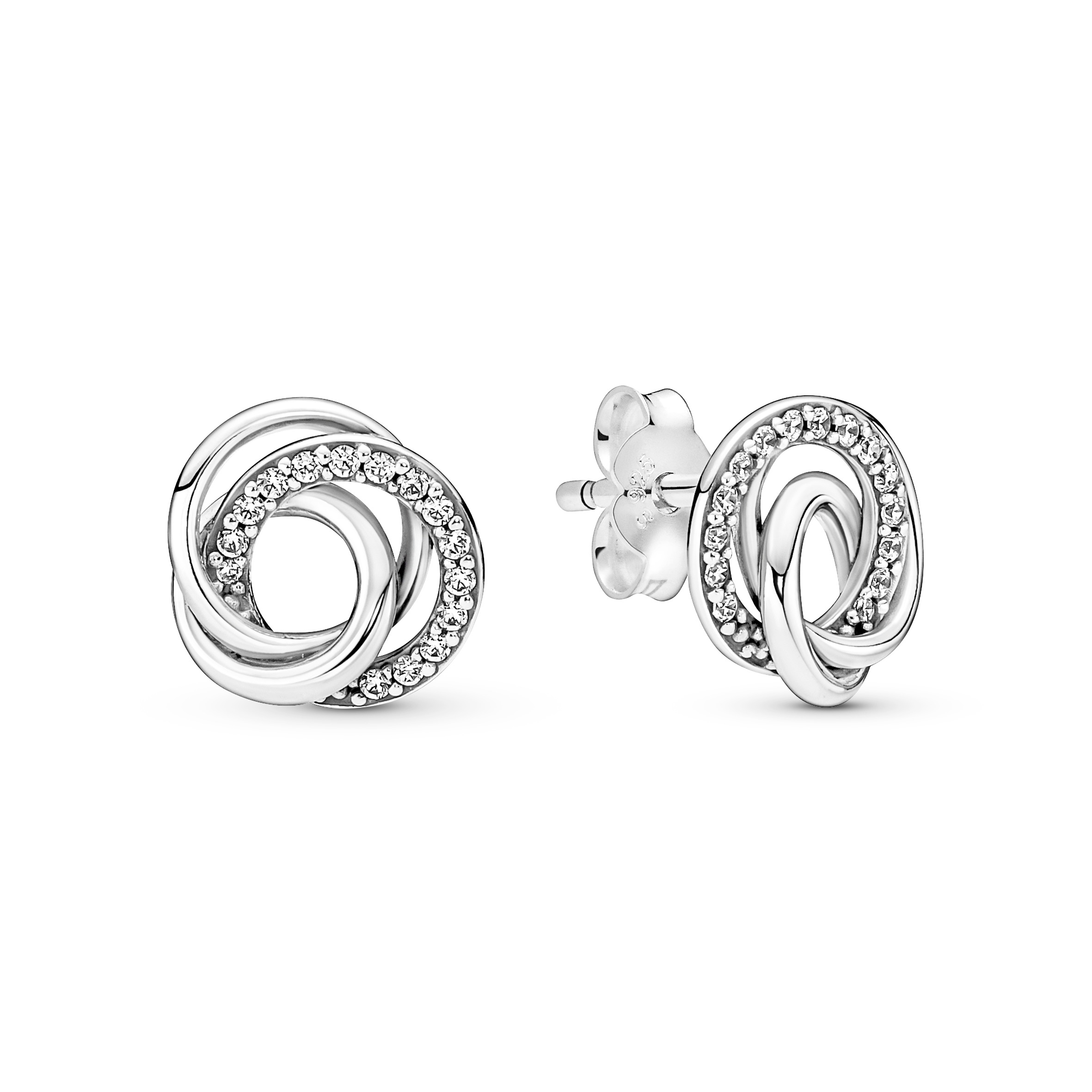 Encircled sterling silver stud earrings with clear