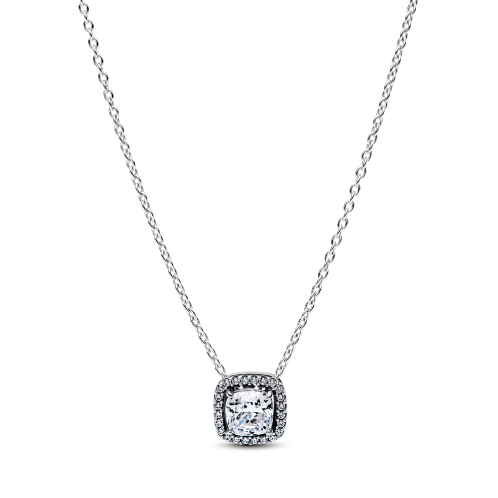 Sterling silver collier with clear cubic zirconia
