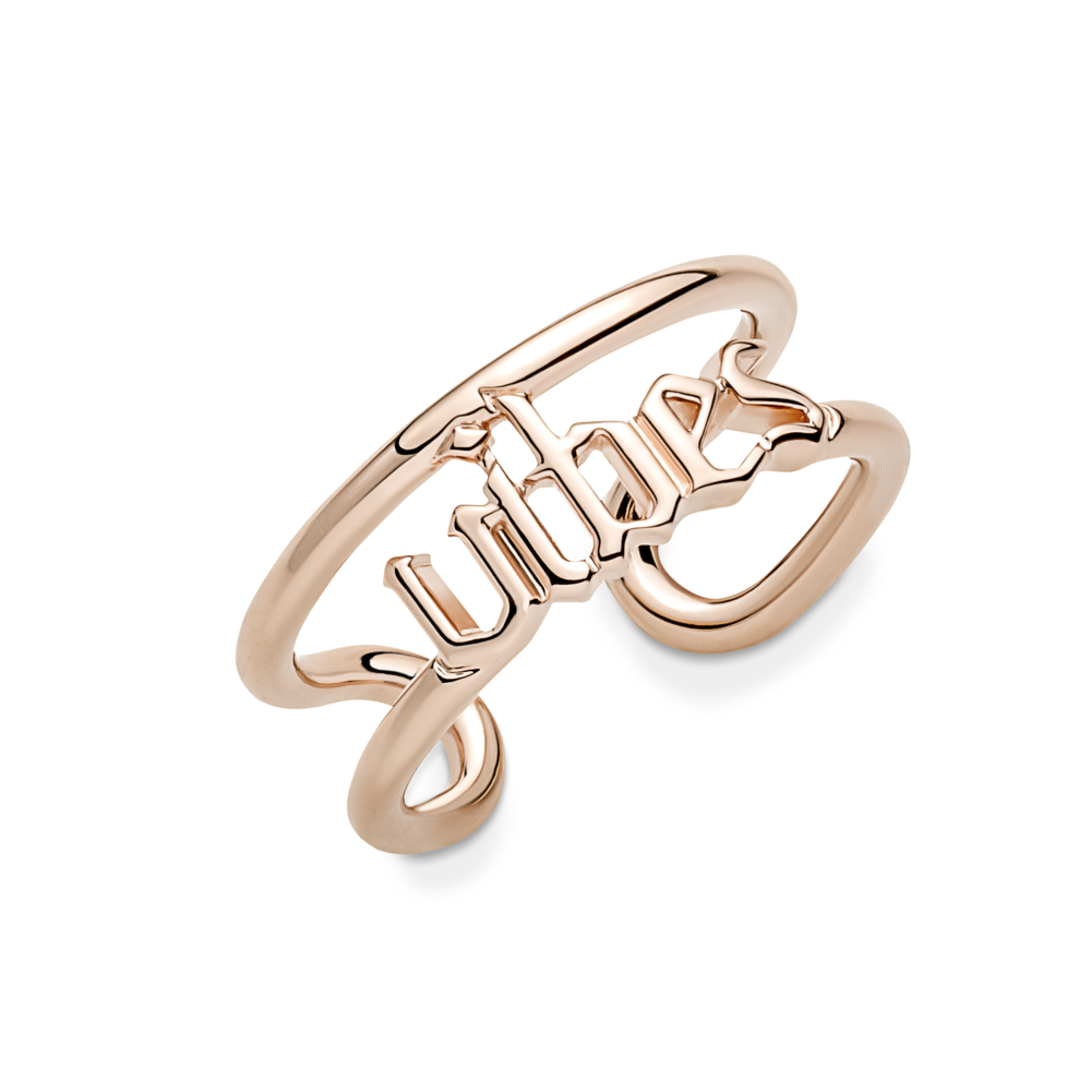 Vibes script 14k rose gold-plated ring /181986C00-54