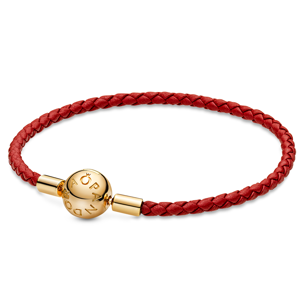 14k Gold-plated red leather bracelet