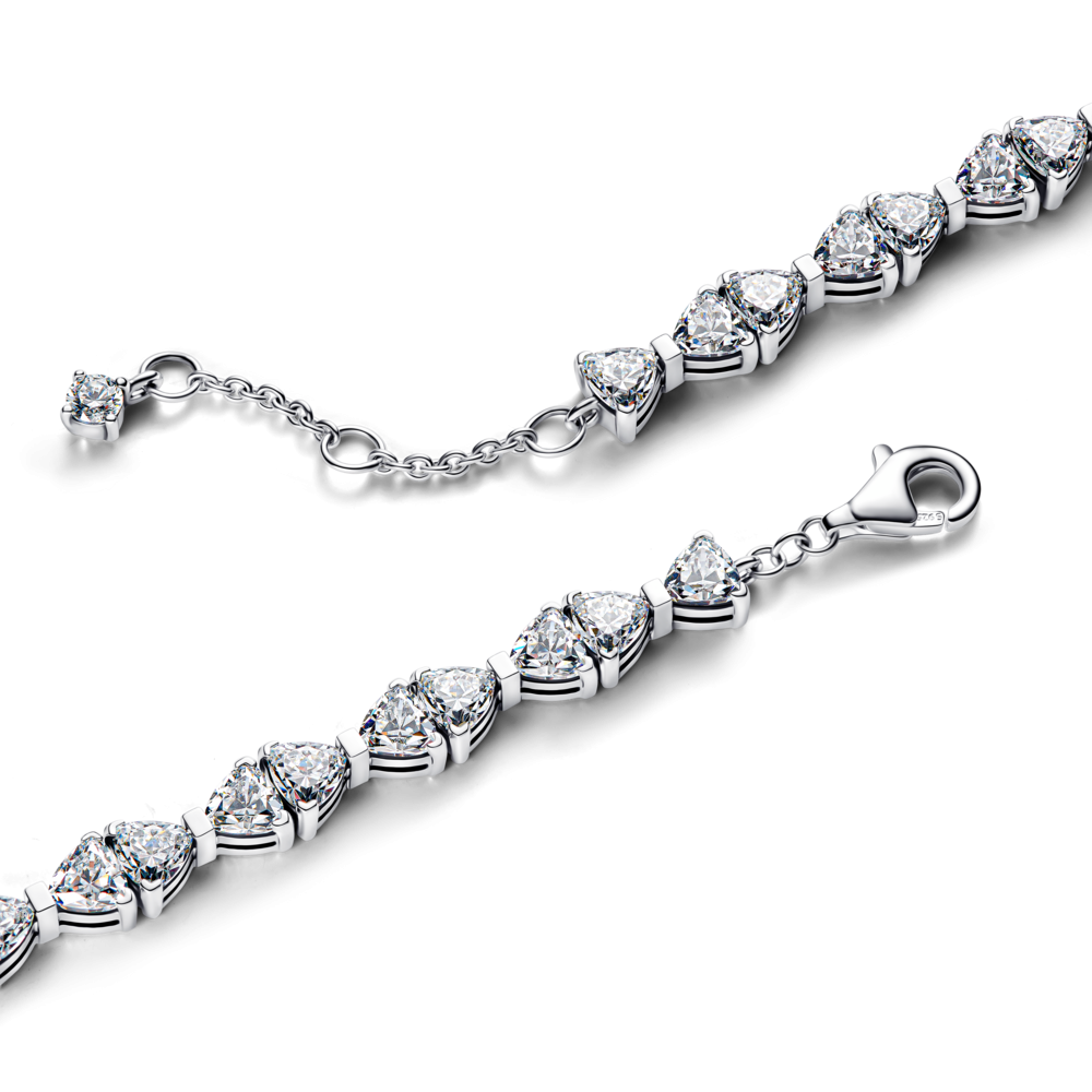Bow sterling silver bracelet with clear cubic zirconia