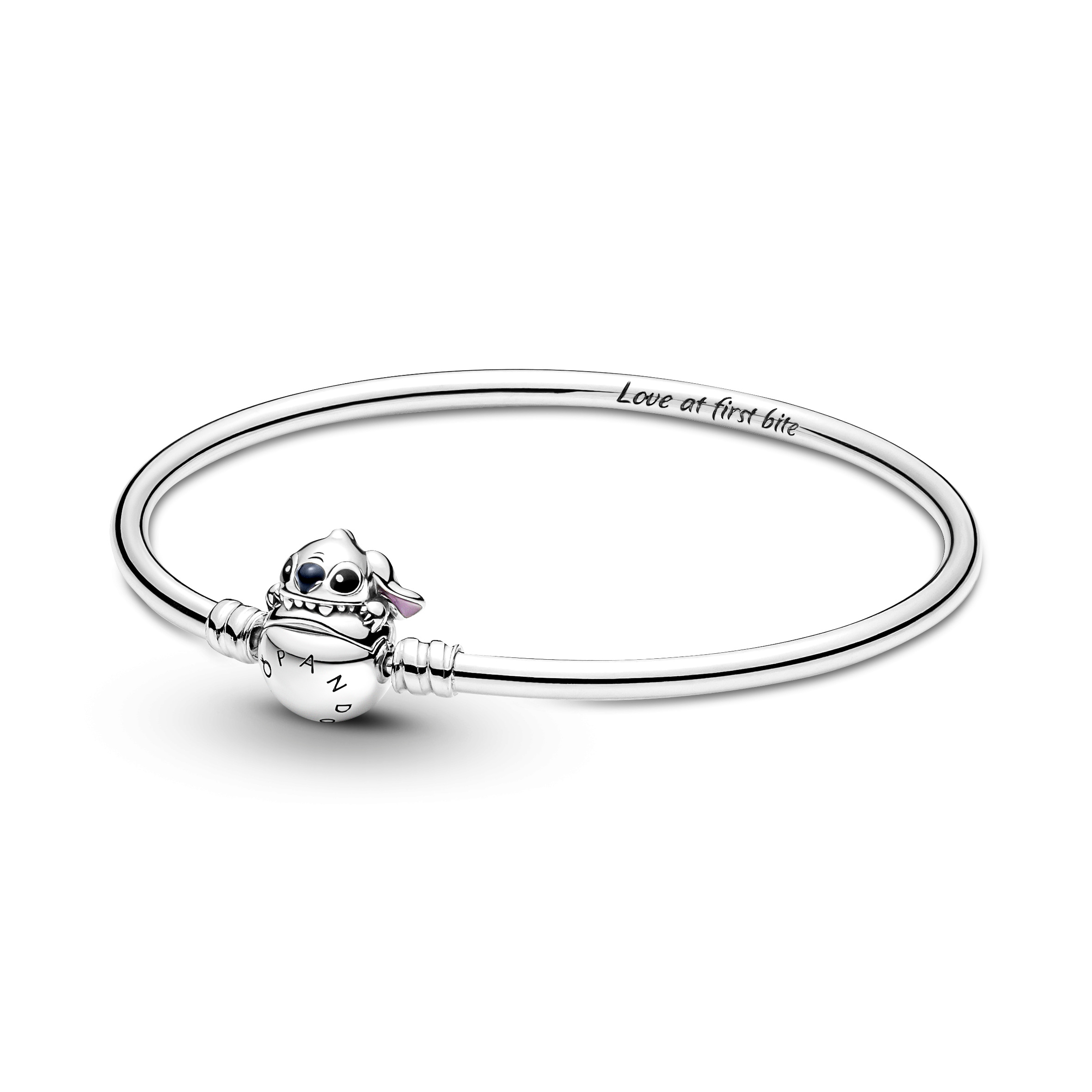 Disney Stitch sterling silver bangle with black, b