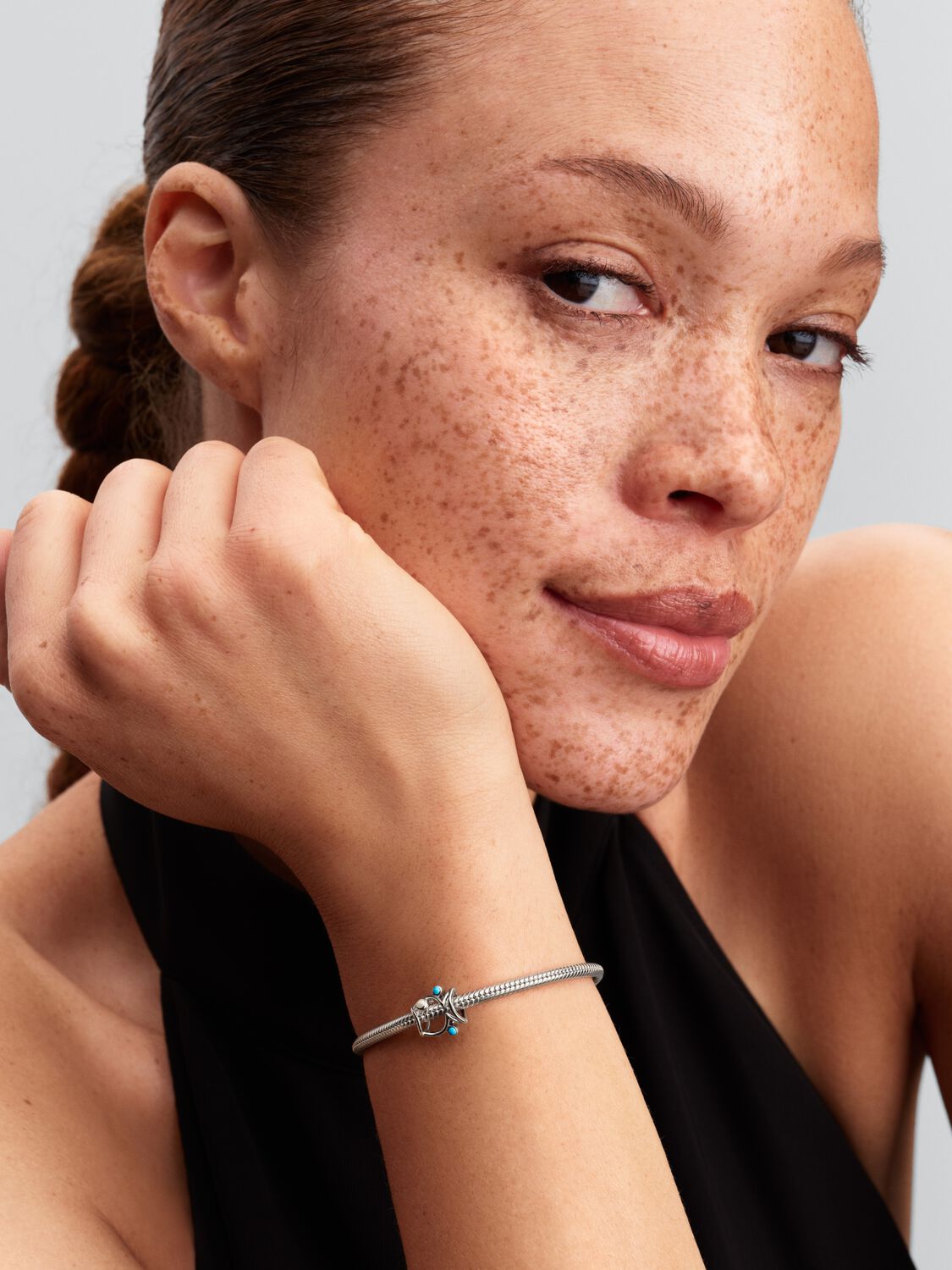 Fish sterling silver charm with shimmering white a