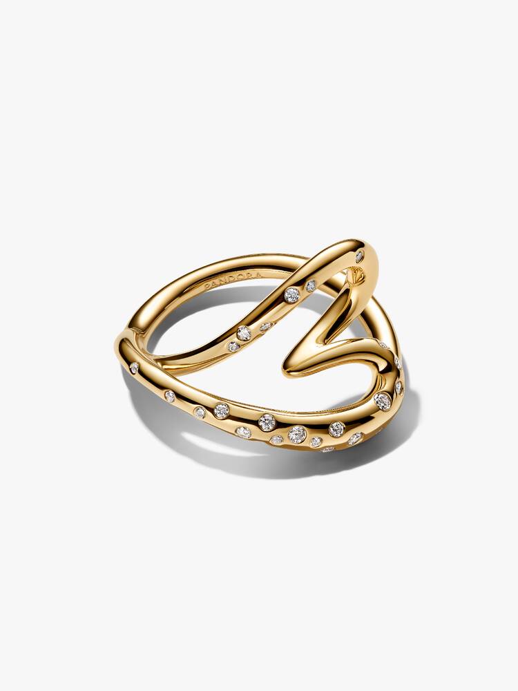 Heart 14k gold-plated ring with clear cubic zirconia