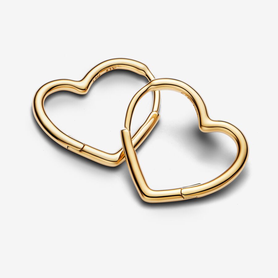 Small asymmetric heart 14k gold-plated hoop earrings