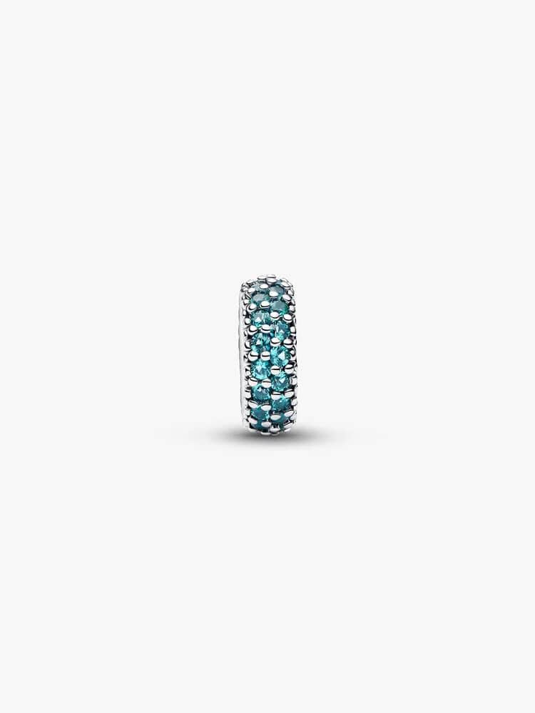 Abstract sterling silver spacer with icy blue crys