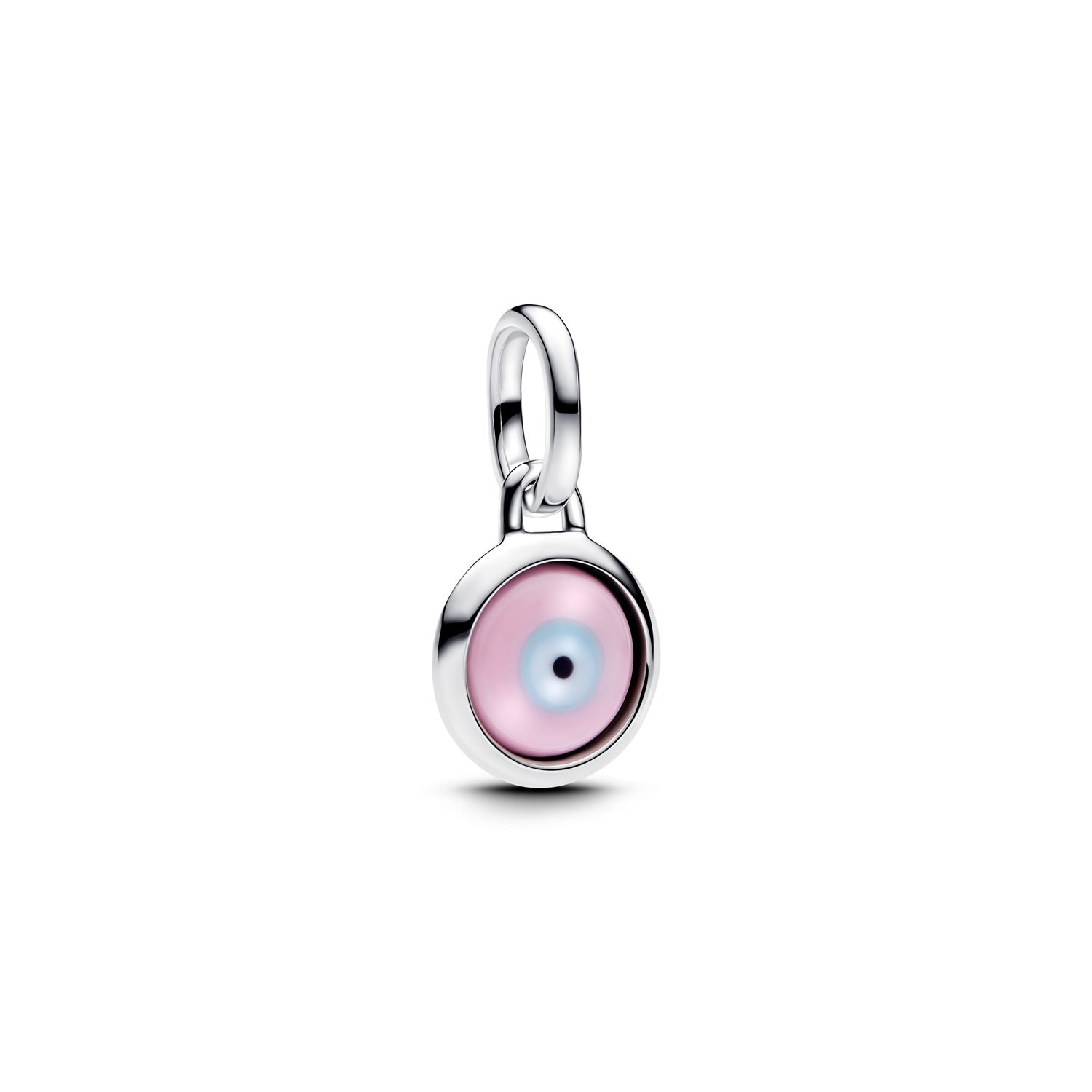 Engravable evil eye sterling silver mini dangle with Murano glass