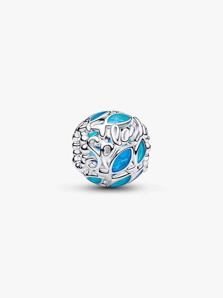 Openwork fish sterling silver charm with transpare