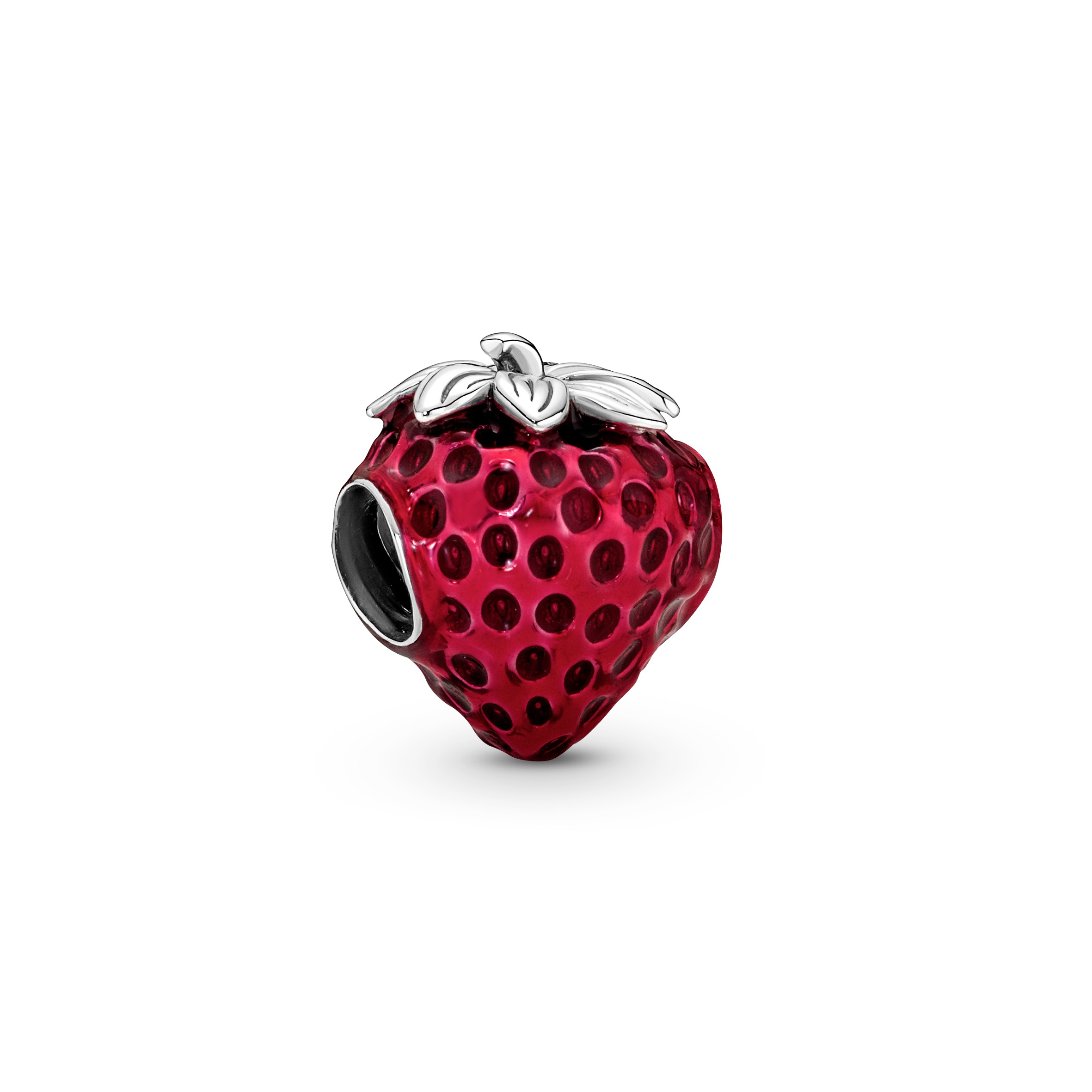 Strawberry sterling silver charm with transparent 