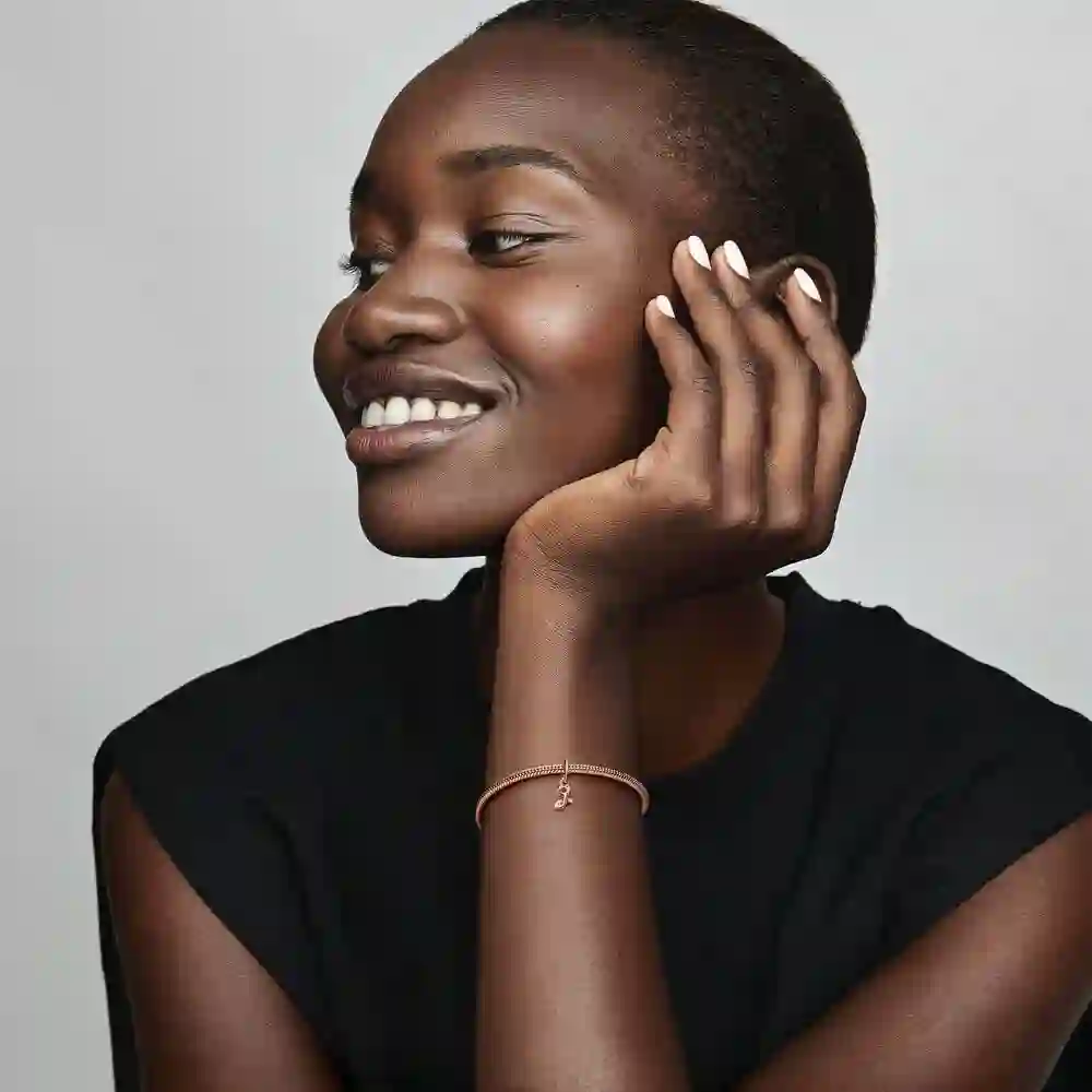 Letter g 14k rose gold-plated dangle with clear cubic zirconia