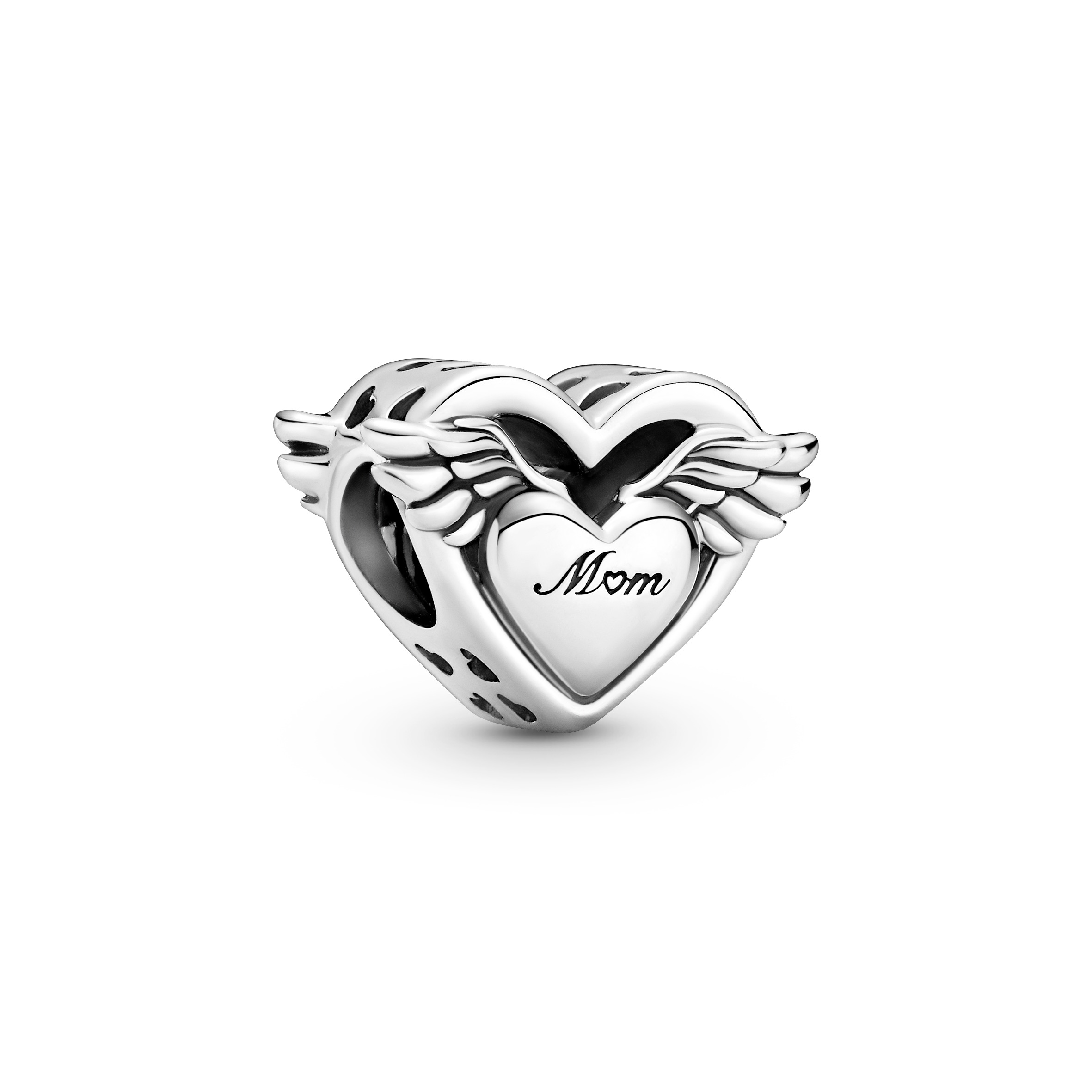 Mum heart with wings sterling silver charm