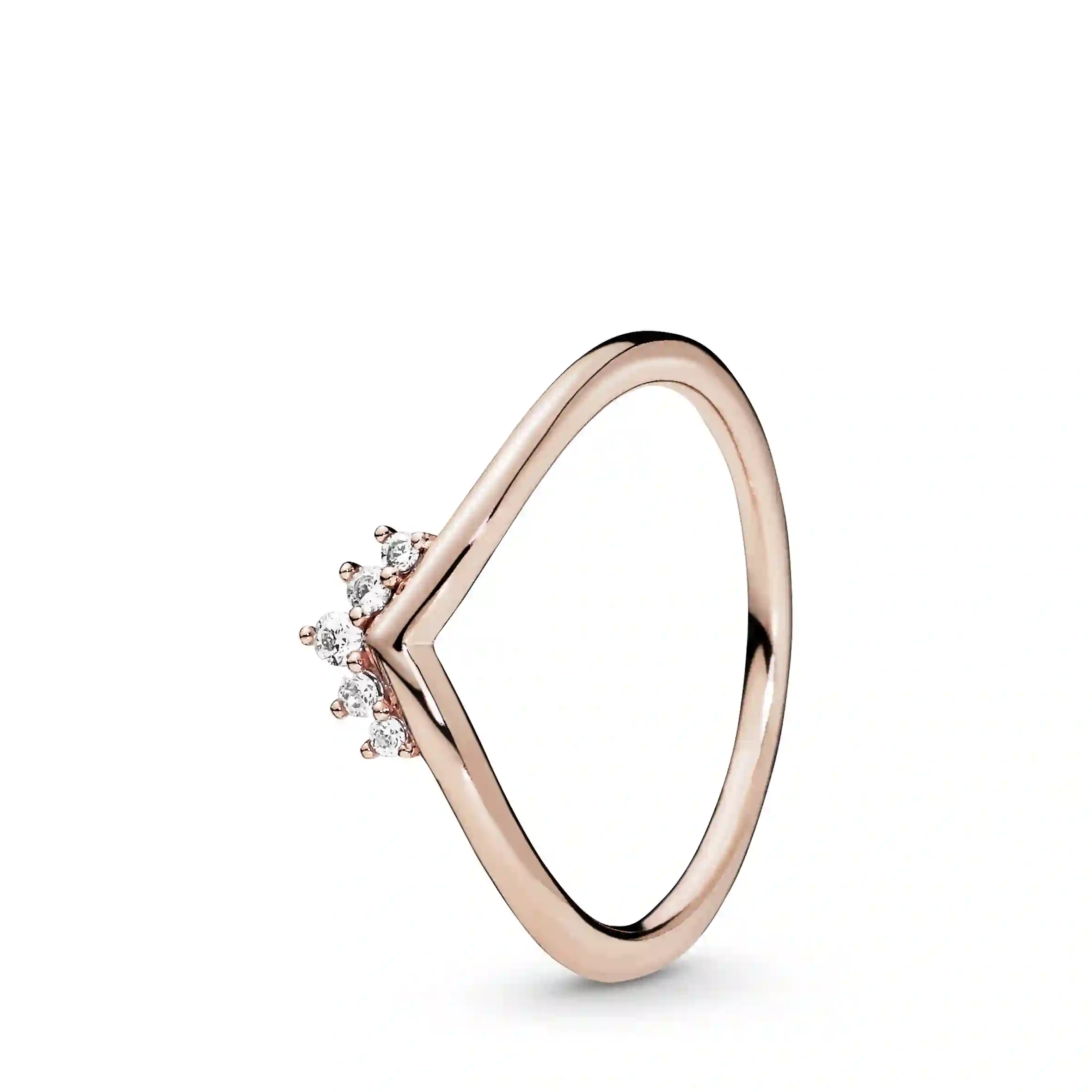 Tiara wishbone Pandora Rose ring withclear cubic z