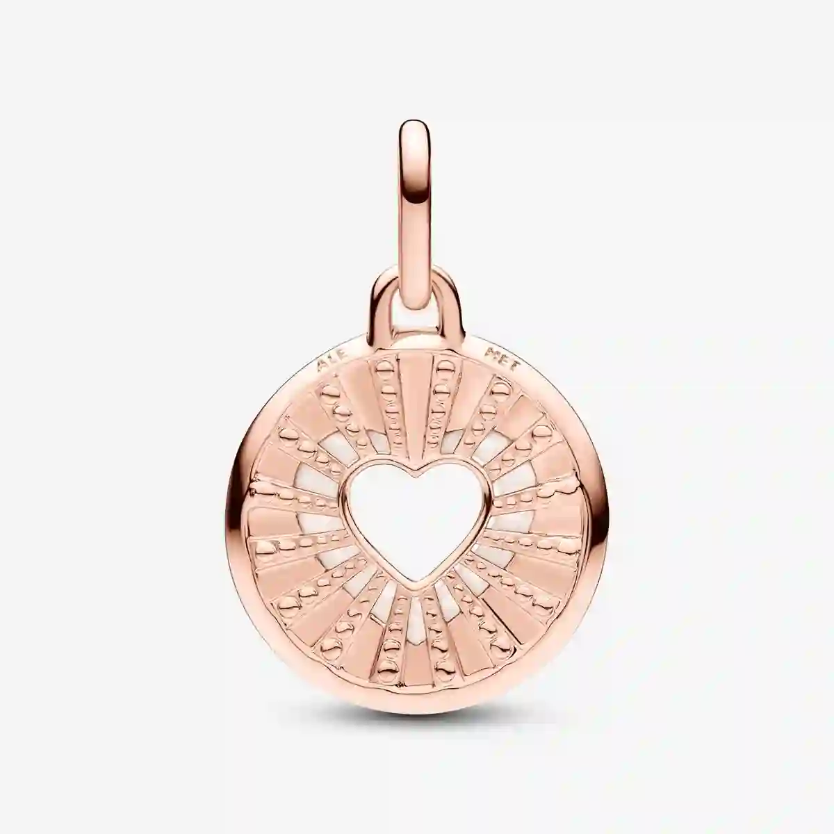 Heart 14k rose gold-plated medallion with white bi