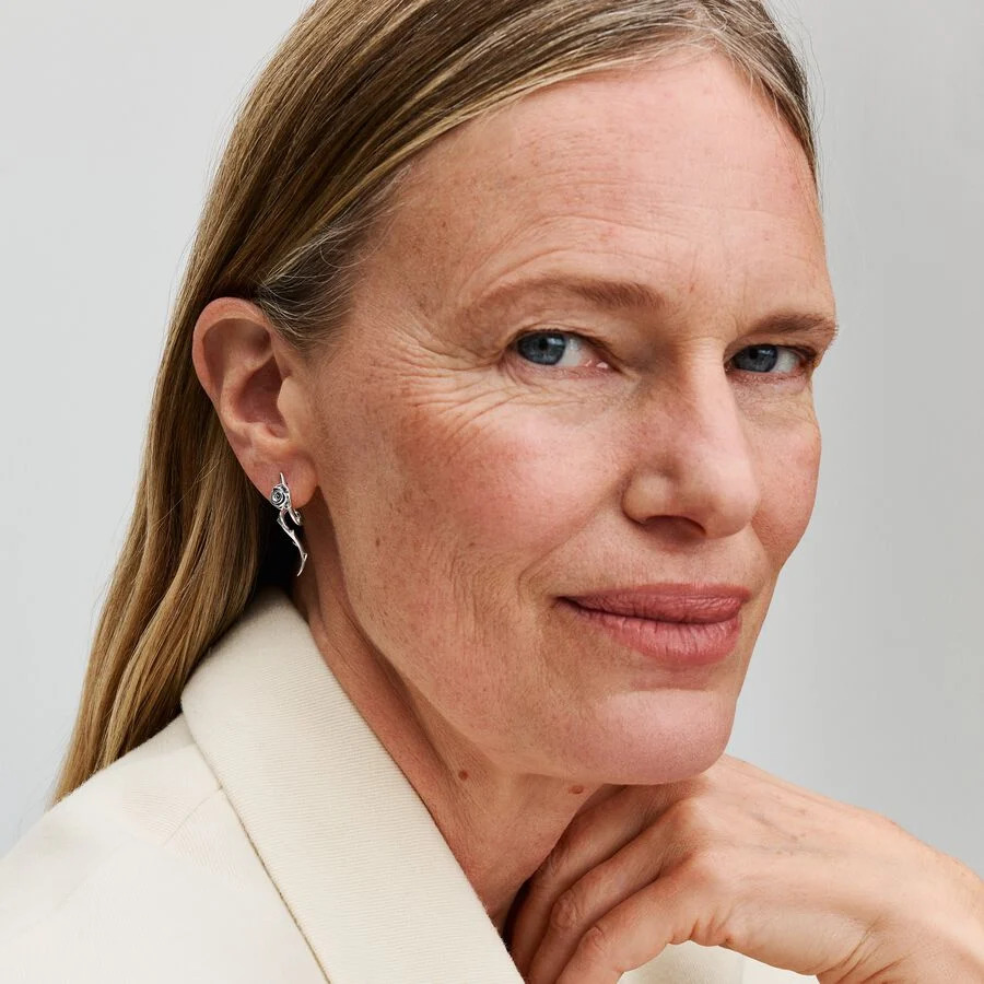 Rose sterling silver stud earrings