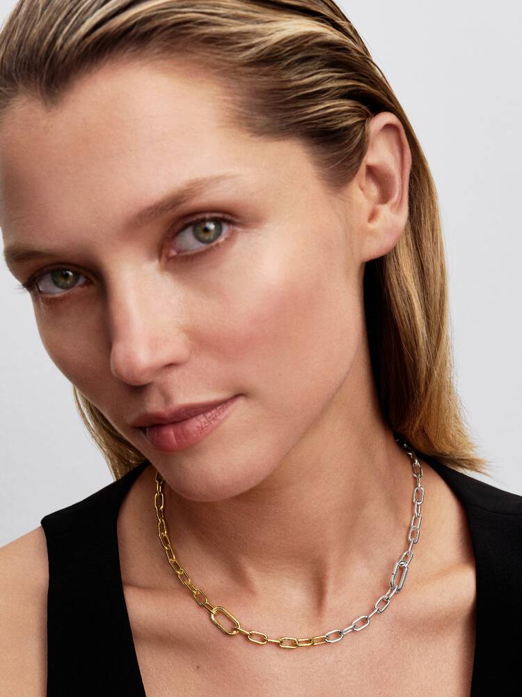 Sterling silver and 14k gold-plated link necklace 