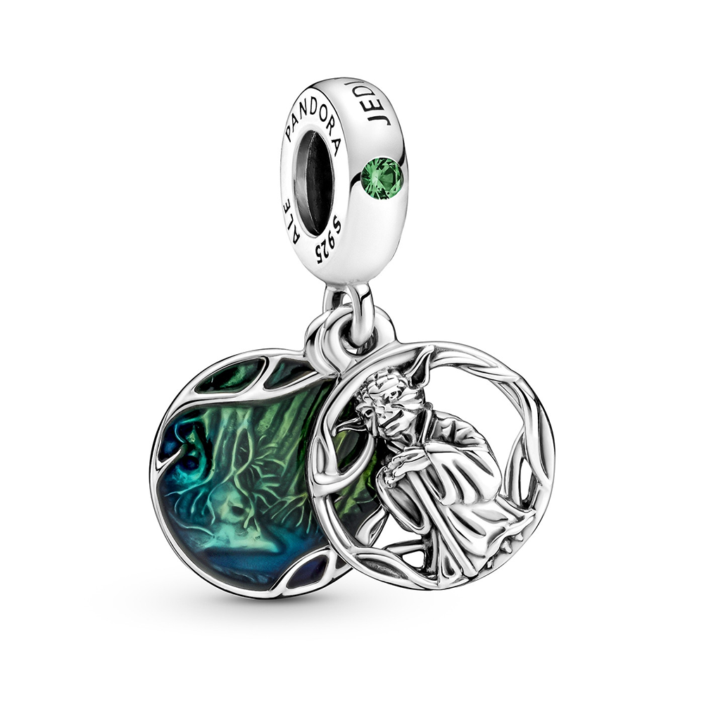 Star Wars Yoda sterling silver dangle with greencrystal and transparentgreen enamel /799501C01