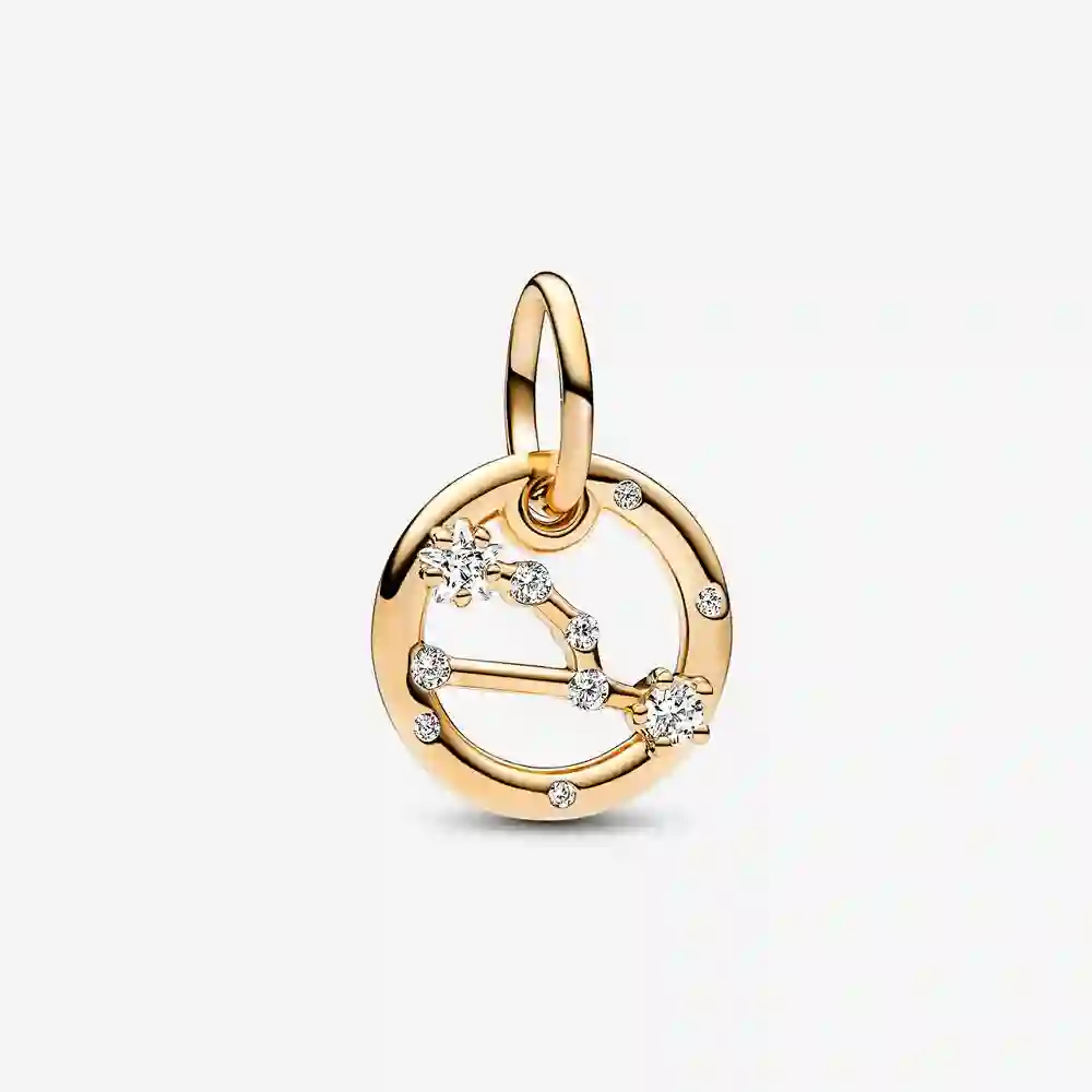 Taurus zodiac 14k gold-plated dangle with clear cubic zirconia