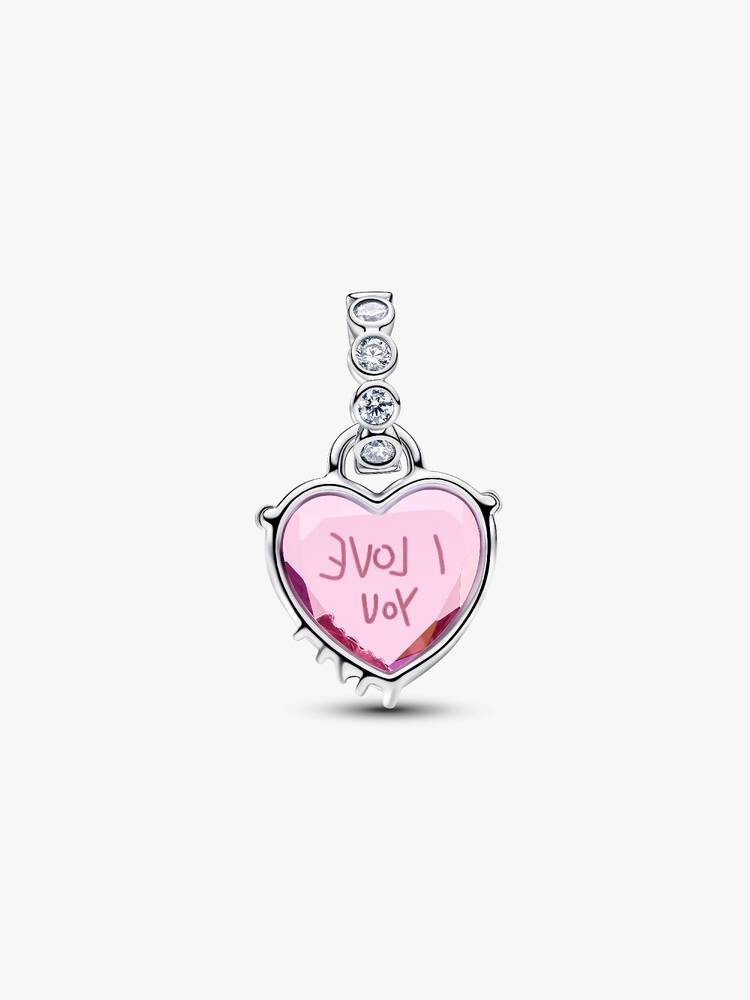 Heart sterling silver dangle with pink and clear c