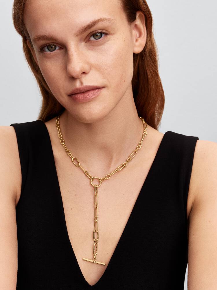 14k gold-plated link Y- necklace