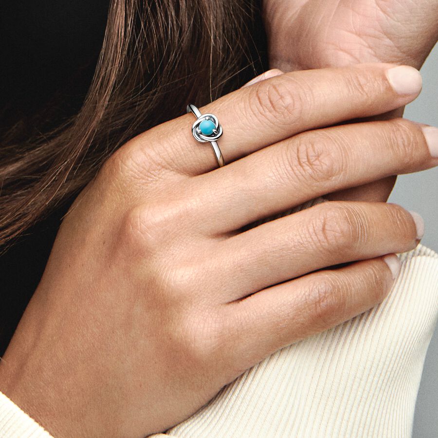 Sterling silver ring with capri blue crystal