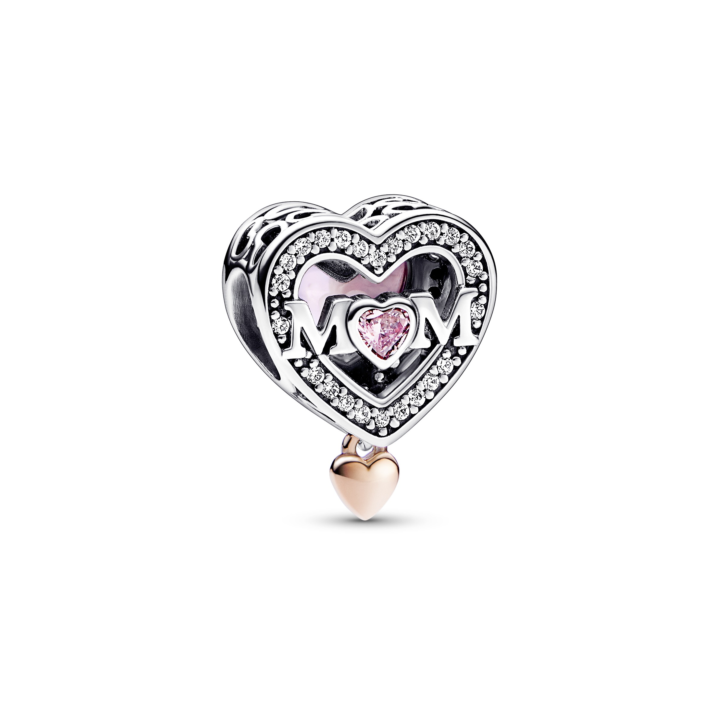 Mum heart sterling silver and 14k rose gold-plated