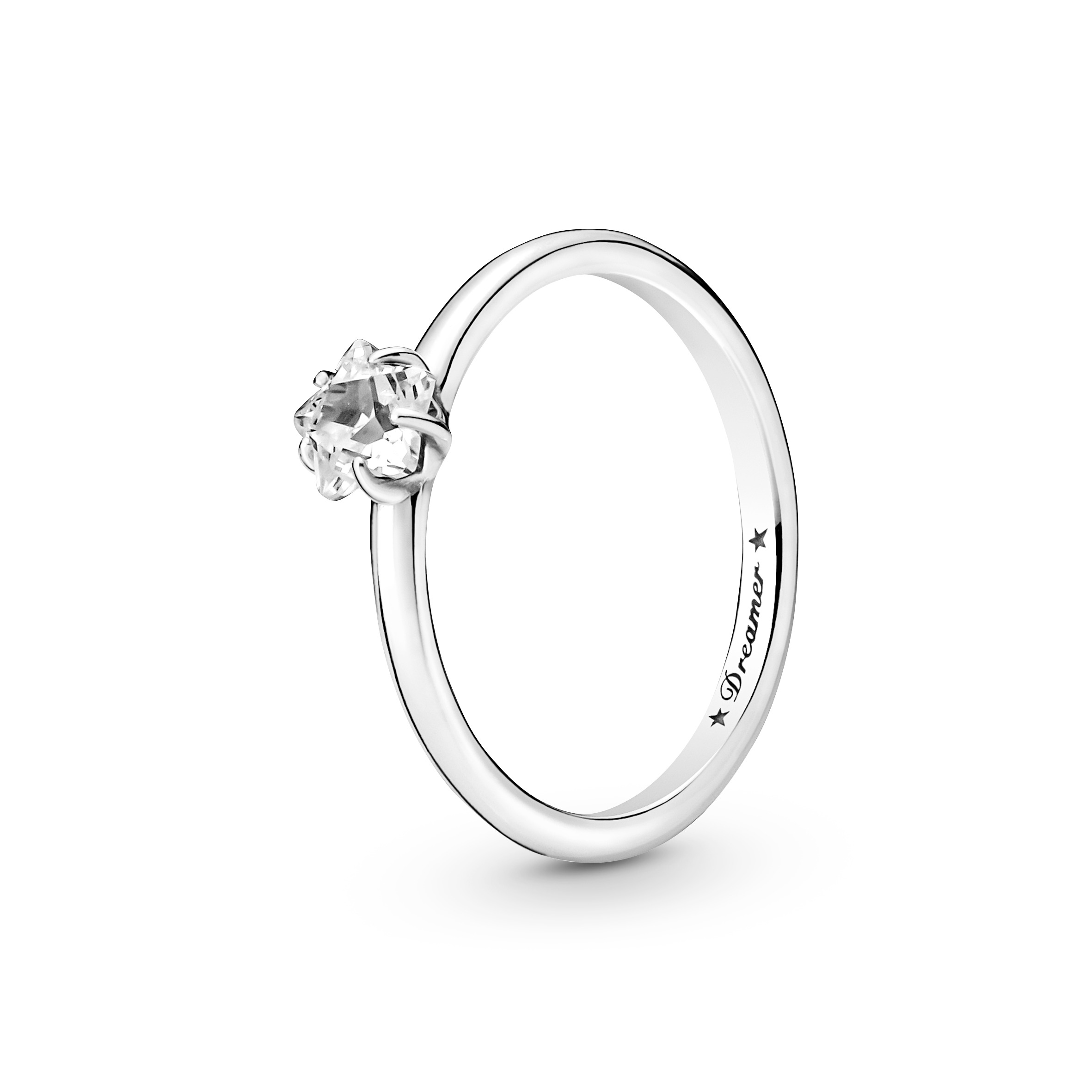Star sterling silver ring with clear cubic zirconi