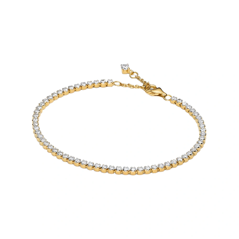 14k gold-plated tennis bracelet with clear cubic z