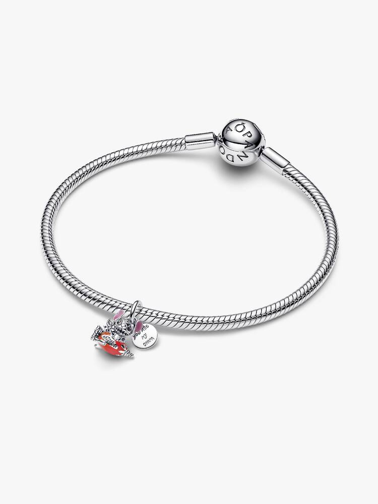 Disney Stitch rocket sterling silver double dangle with clear cubic zirconia, purple, black, red and